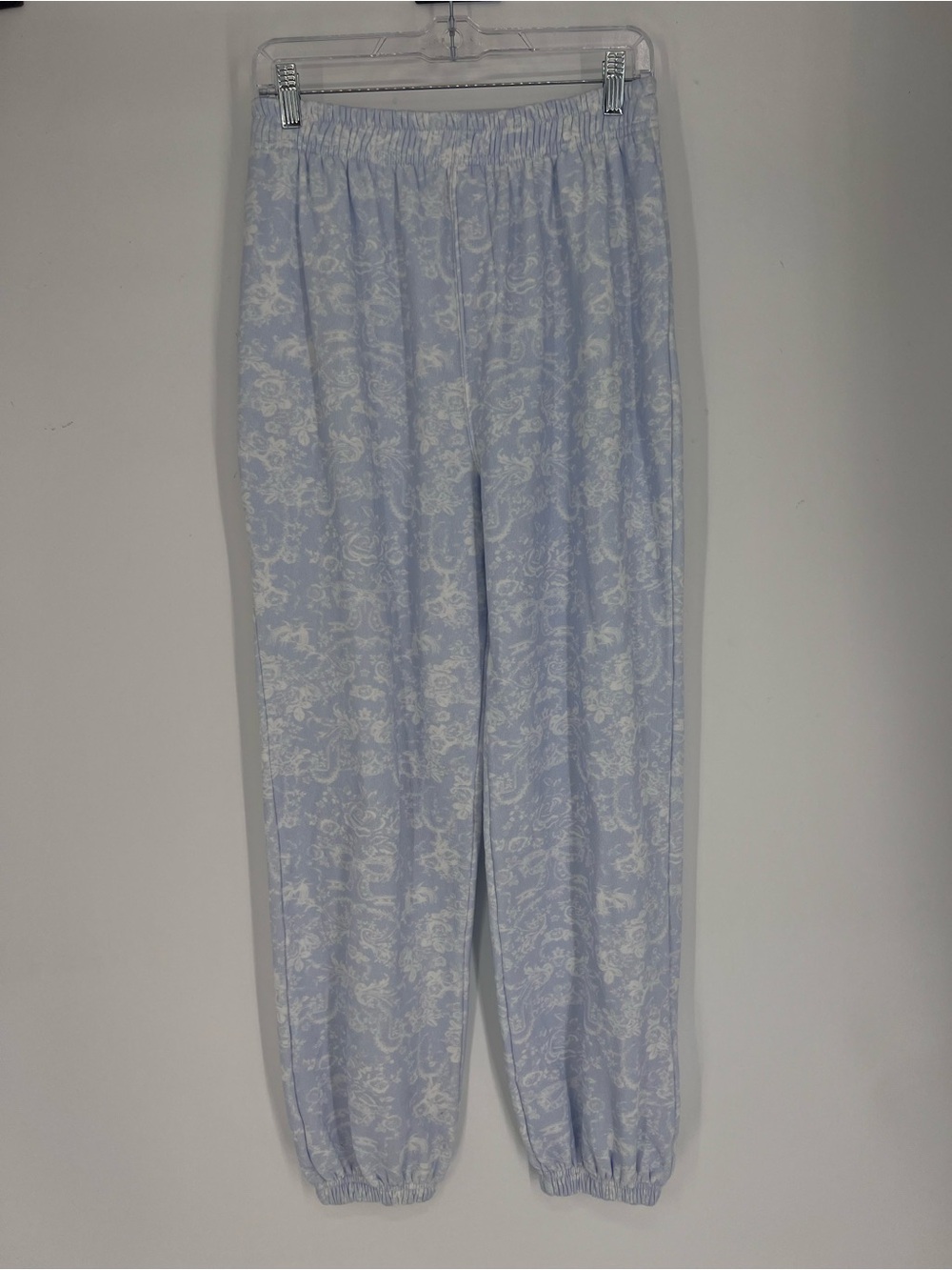 LoveShackFancy Lollia Light Blue Paisley Preppy Drawstring Jogger Sweatpants S